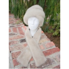 Gorgeous Silver Sapphire Mink Fur Bucket Hat & Scarf Imported Nice Quality  eb-46974434